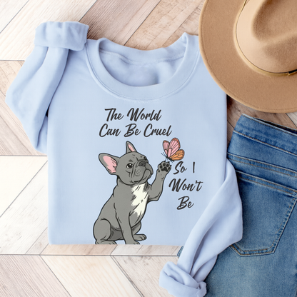 Cruel World Black Frenchie Sweatshirt Light Blue