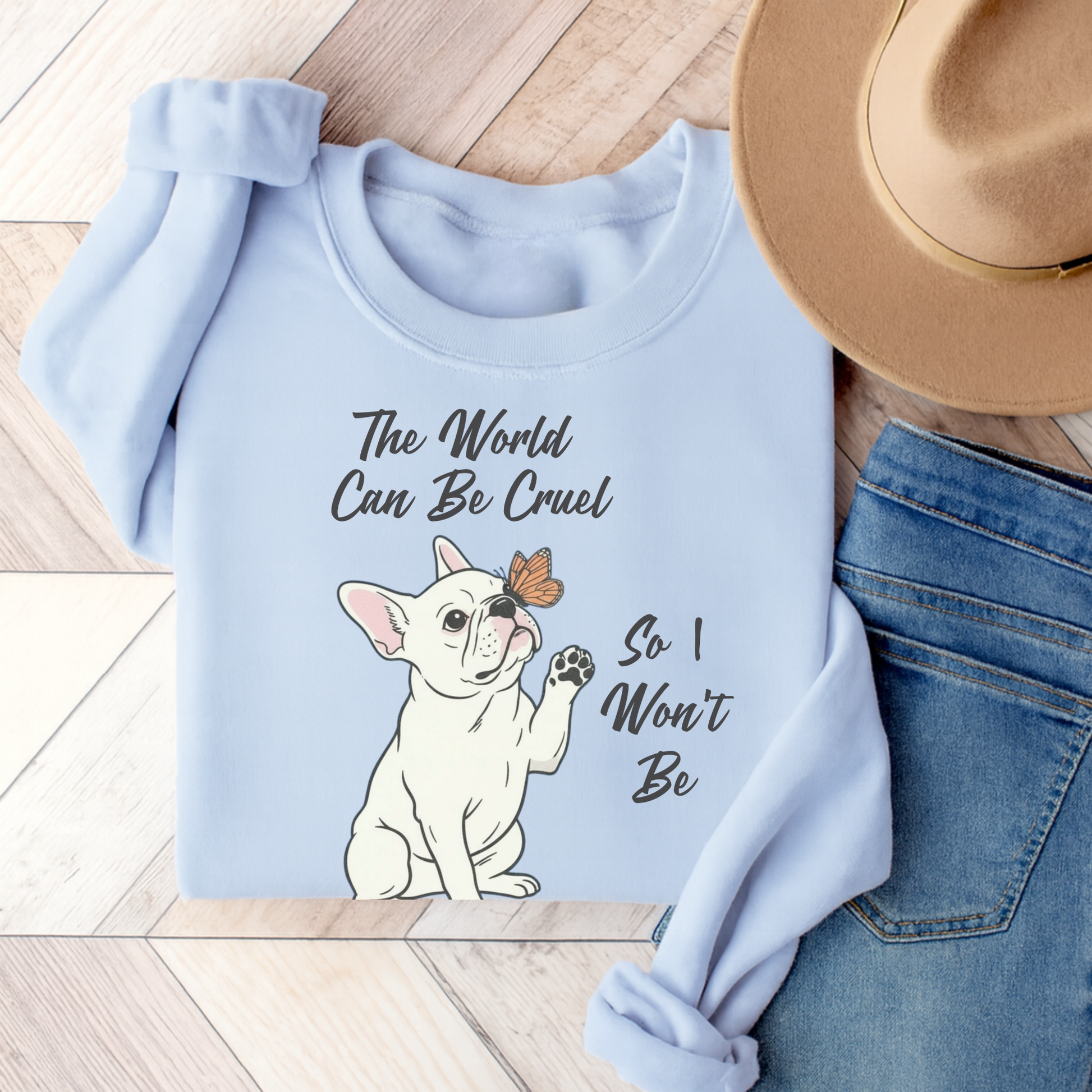 Cruel World White Frenchie Sweatshirt