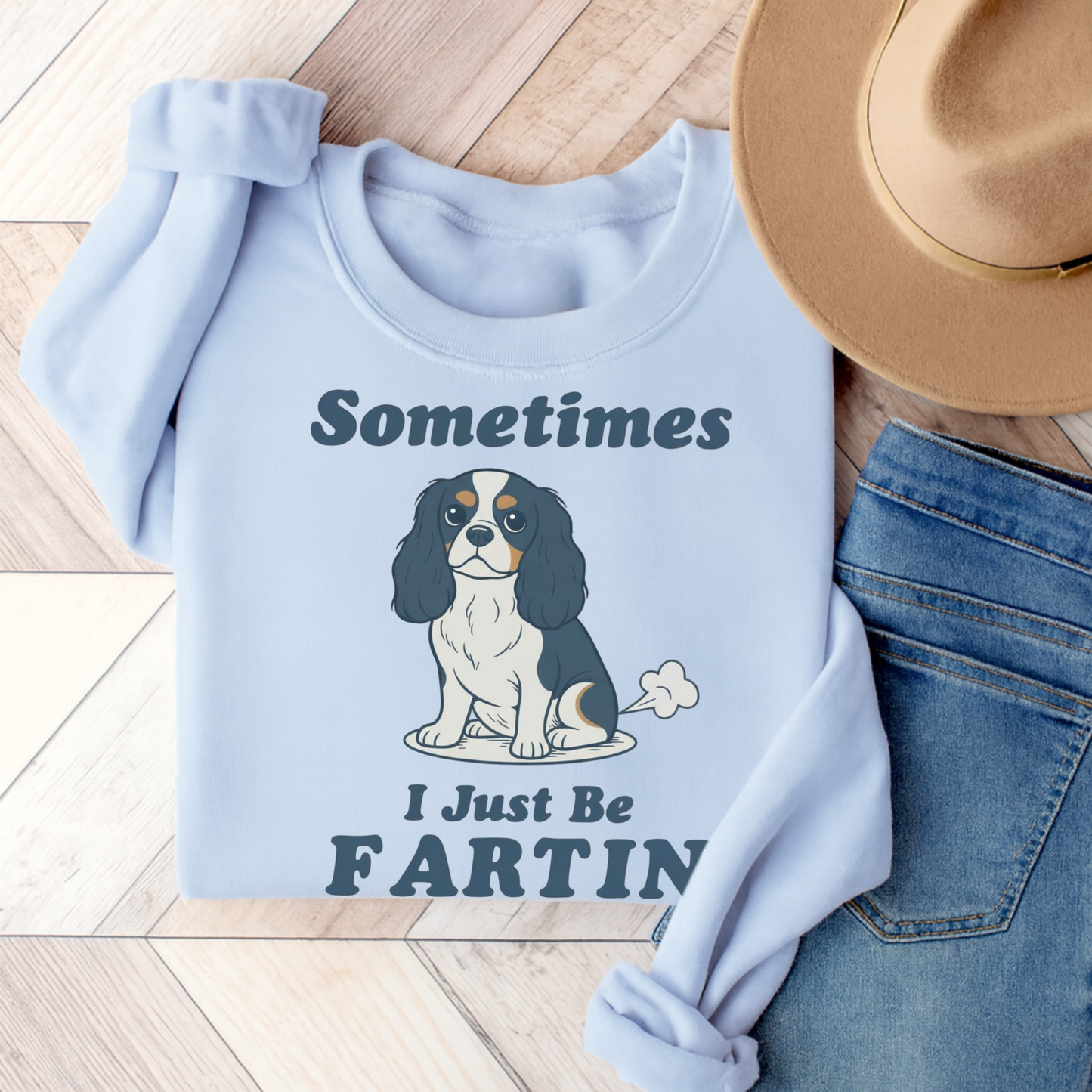 Tricolor Cavalier Fartin Sweatshirt Light Blue