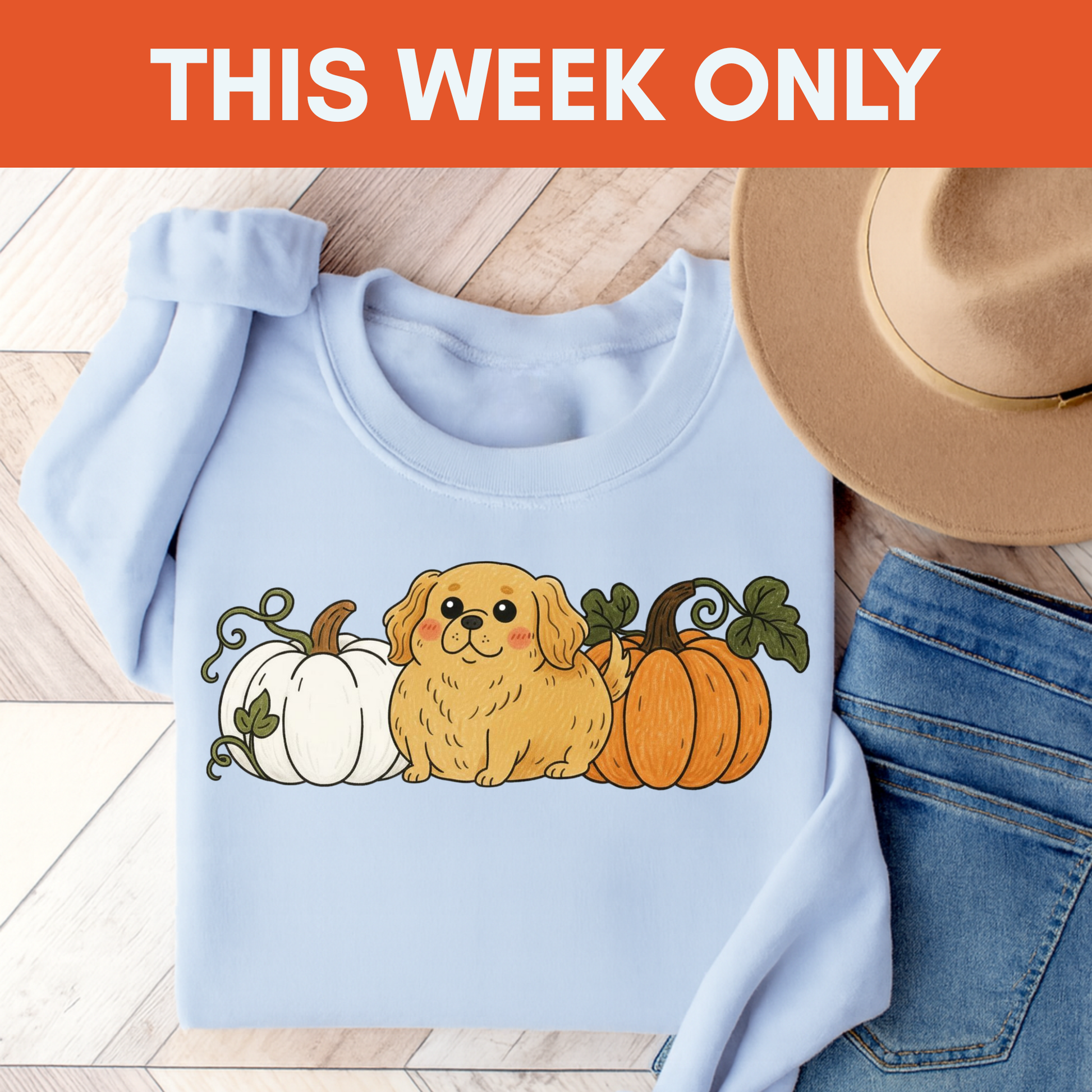 Golden Retriever Pupkin Unisex Sweatshirt Light Blue