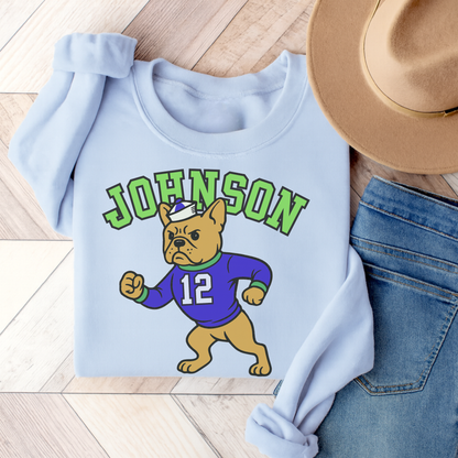 Fawn Frenchie College Mascot Sweatshirt Light Blue