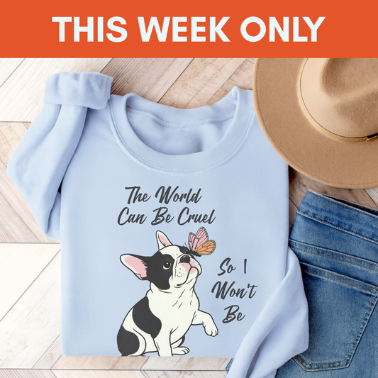 Cruel World Piebald Frenchie Sweatshirt Light Blue