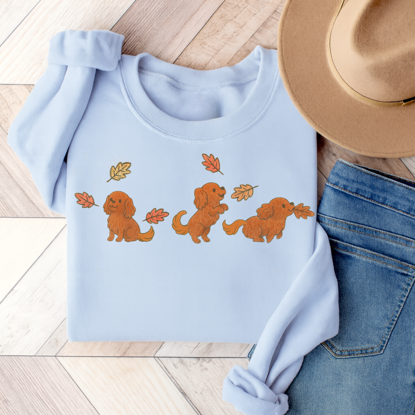Ruby Cavalier Chasing Leaves Sweatshirt Light Blue