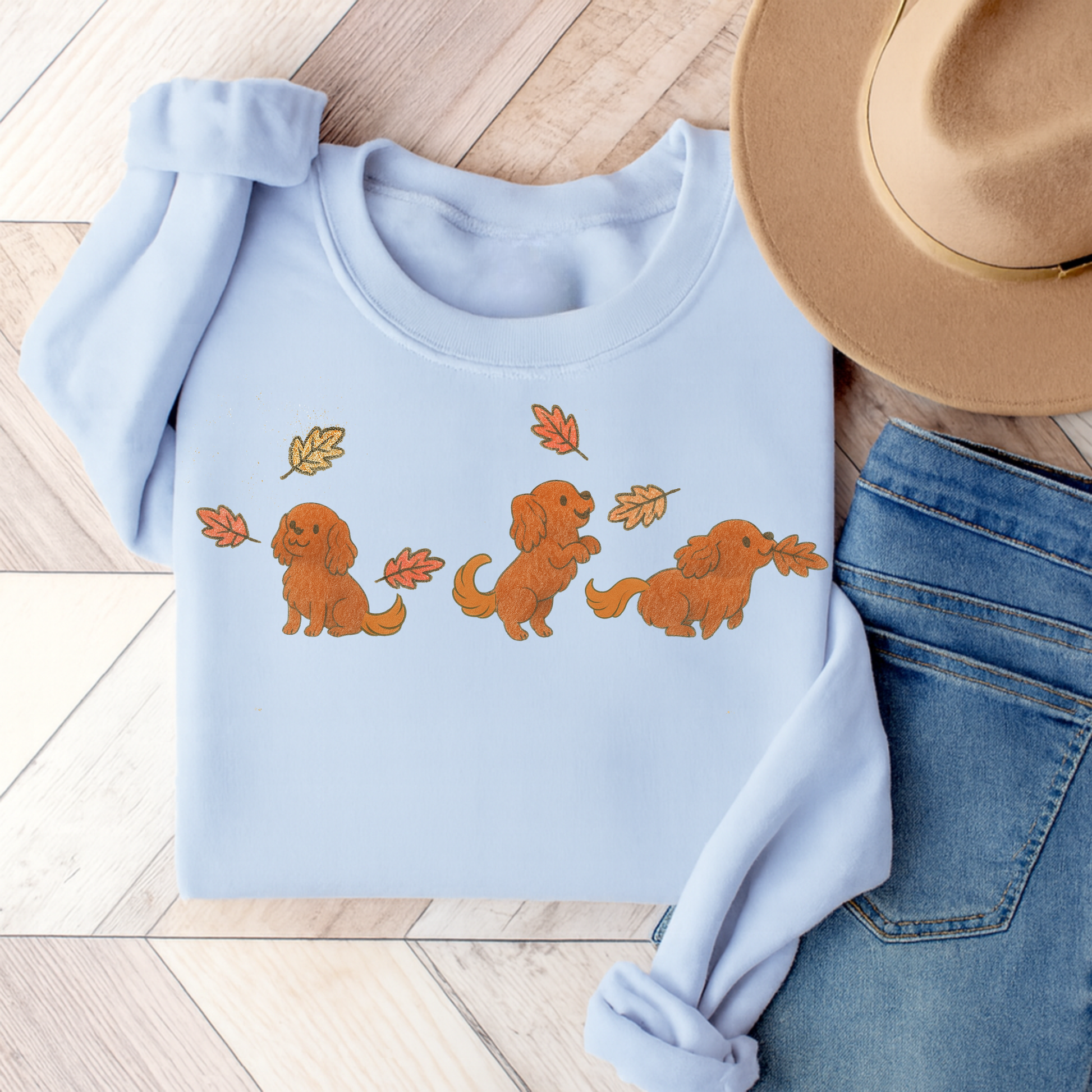 Ruby Cavalier Chasing Leaves Sweatshirt Light Blue