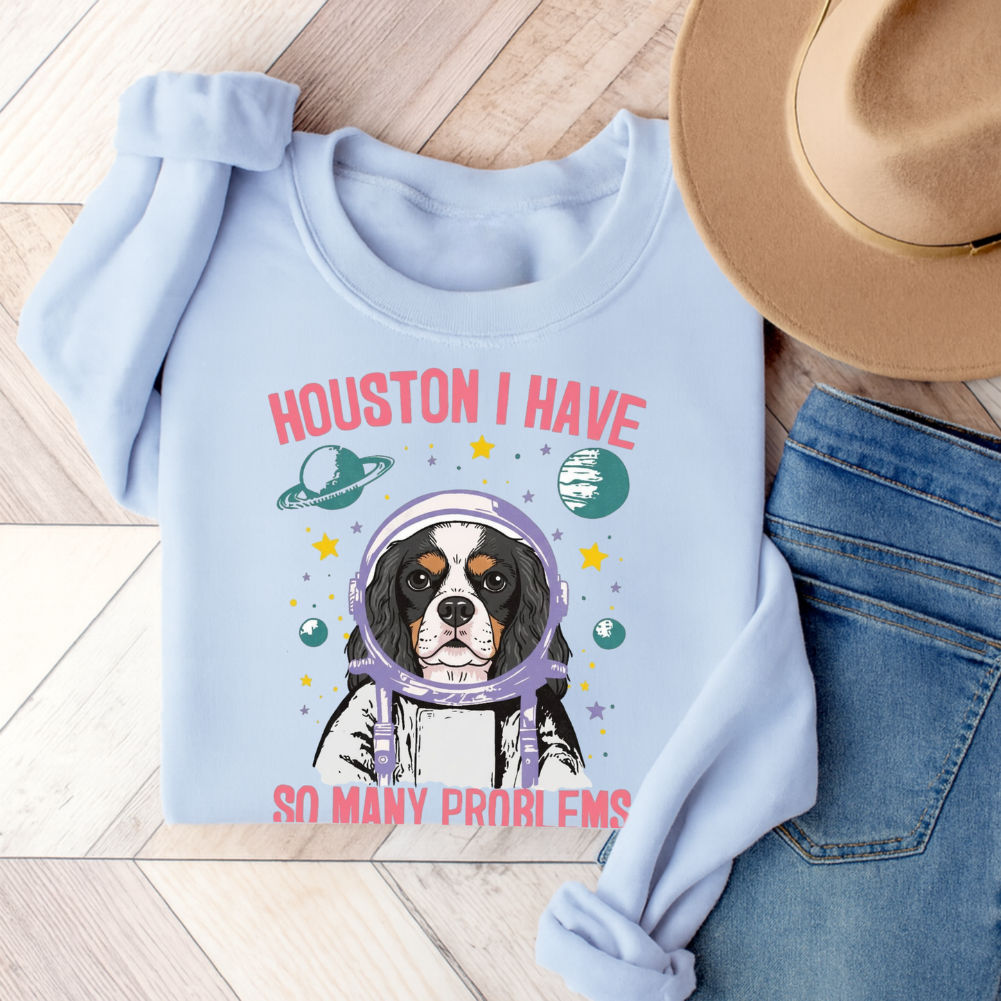 Tricolor Cavalier Houston Space Sweatshirt Light Blue