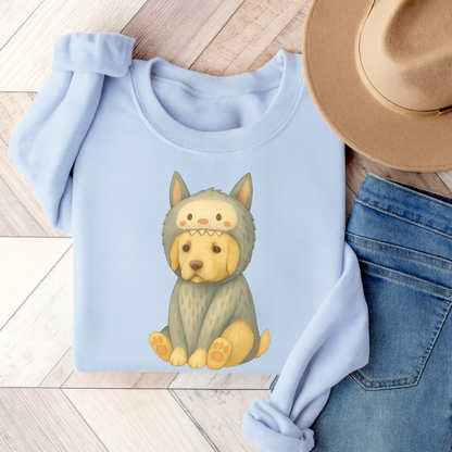 Little Monster Golden Retriever Sweatshirt Light Blue