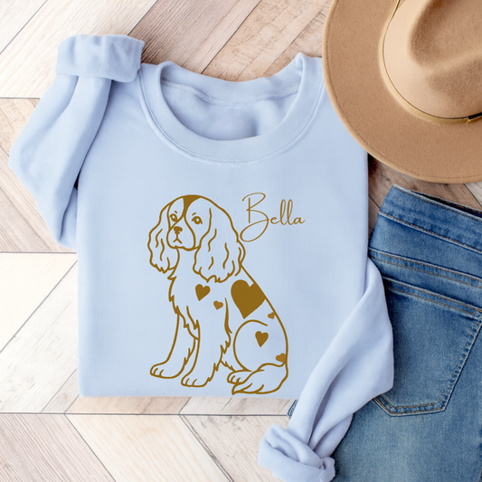 Cavalier King Charles Heart Dog Sweatshirt Light Blue