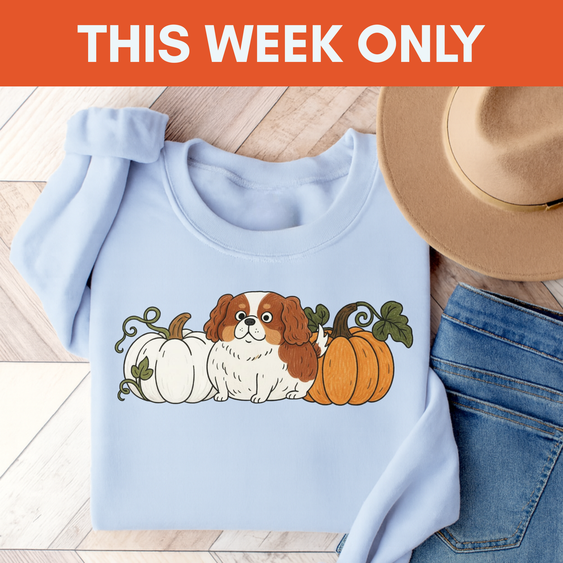 Blenheim Cavalier Pupkin Unisex Sweatshirt Light Blue