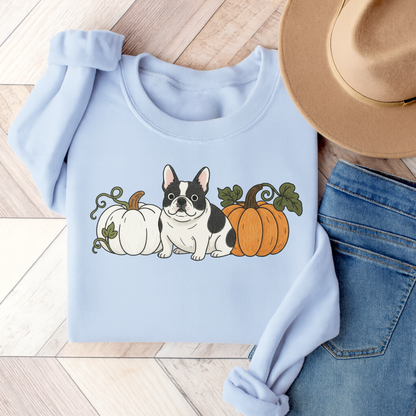 Piebald Frenchie Pupkin Unisex Sweatshirt Light Blue
