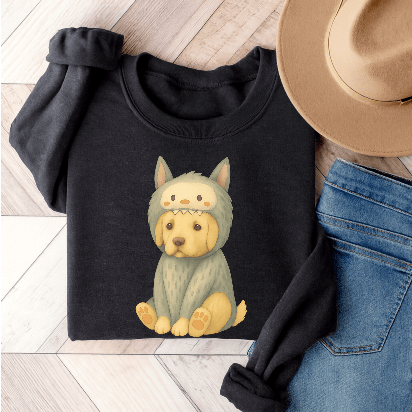 Little Monster Golden Retriever Unisex Sweatshirt Dark Heather