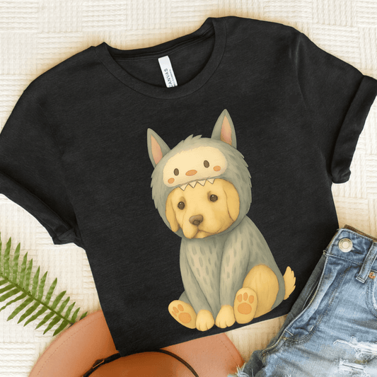 Little Monster Golden Retriever Unisex Tshirt Dark Grey Heather