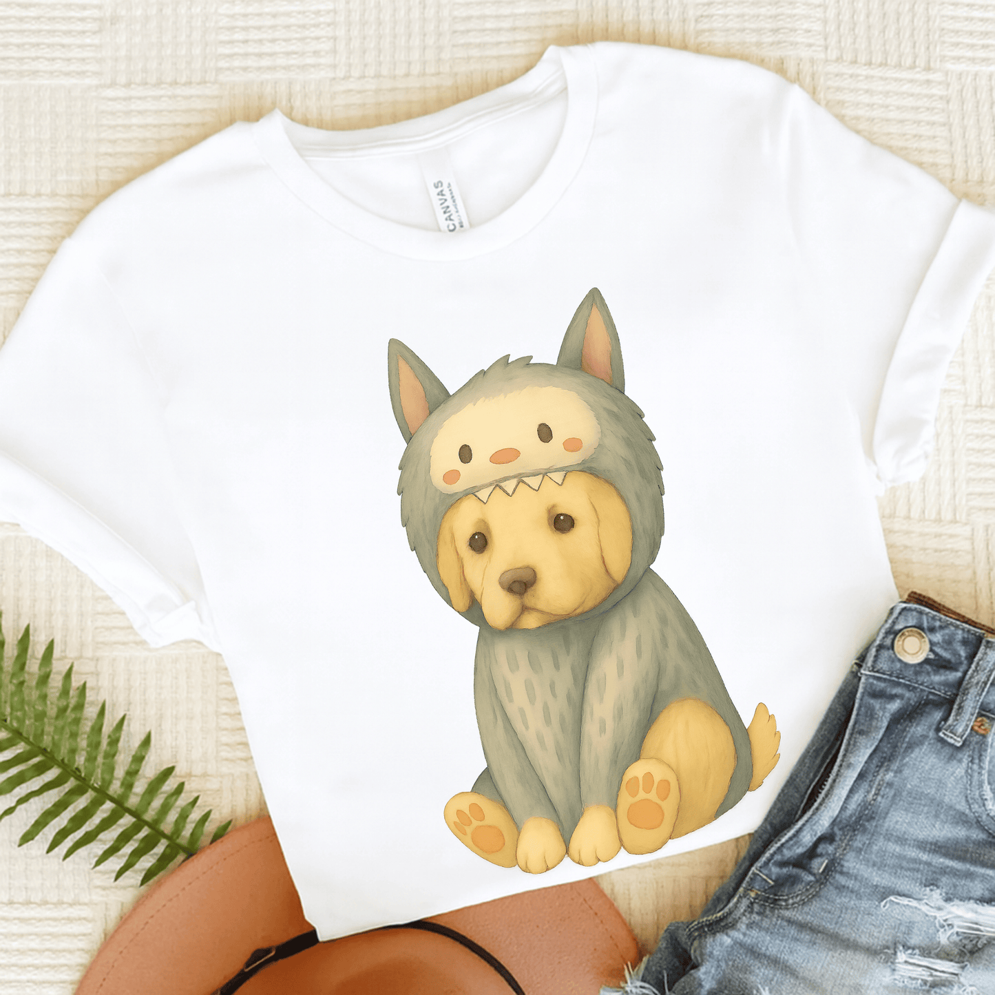 Little Monster Golden Retriever Unisex Tshirt White