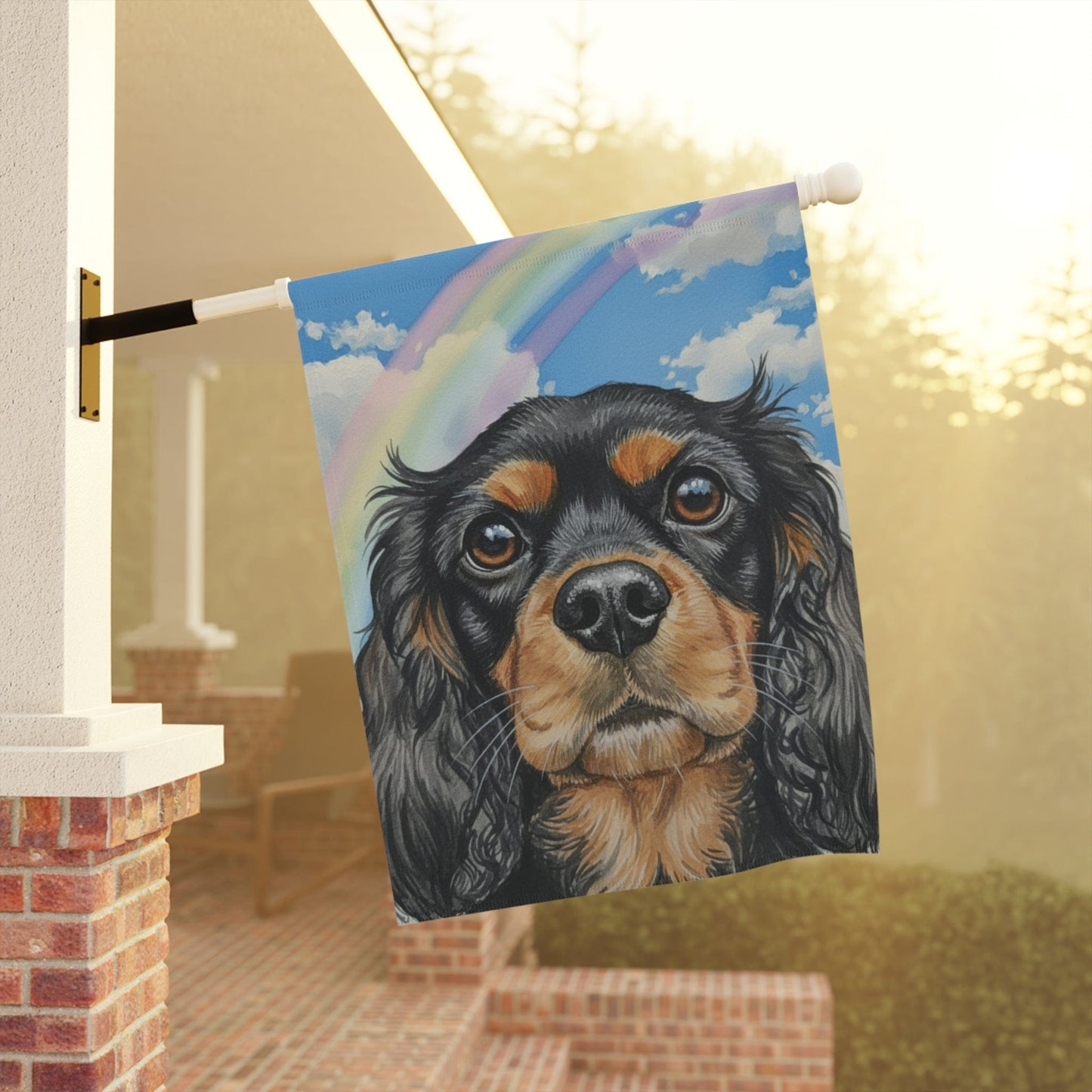 Personalized Looking Down Cavalier Garden Flag