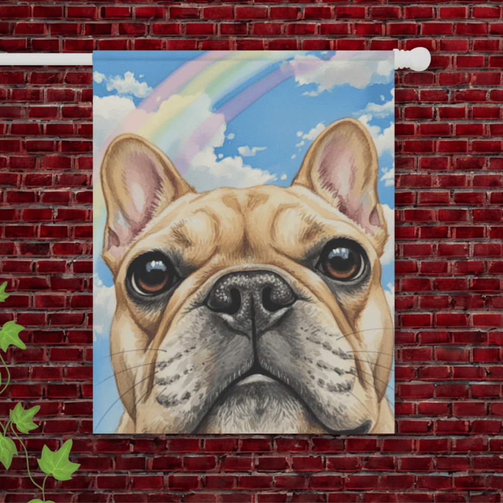 Looking Down Fawn Frenchie Garden Flag 24.5'' × 32''