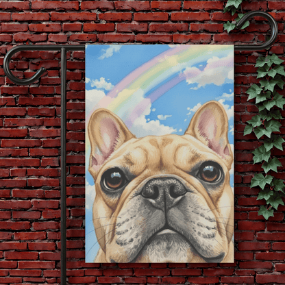 Looking Down Fawn Frenchie Garden Flag 12'' × 18''