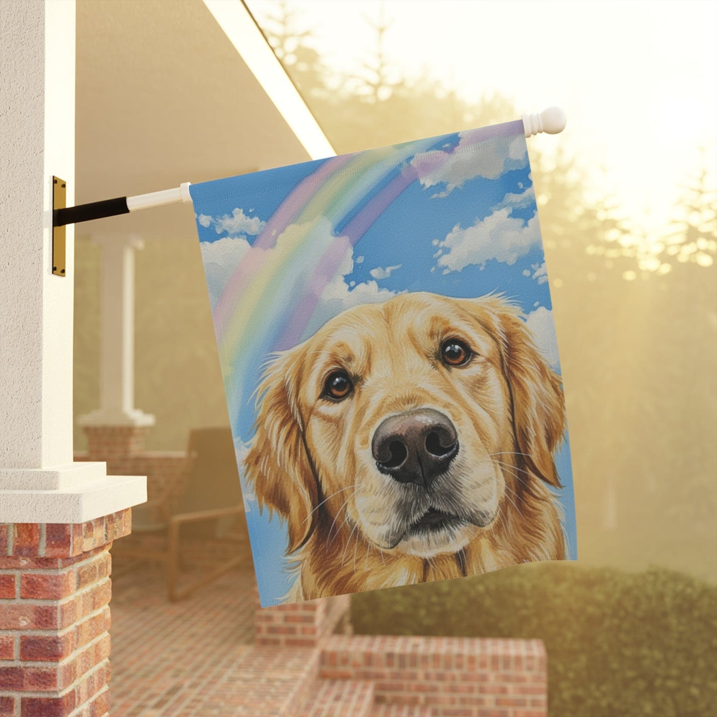 Looking Down Golden Retriever Garden Flag