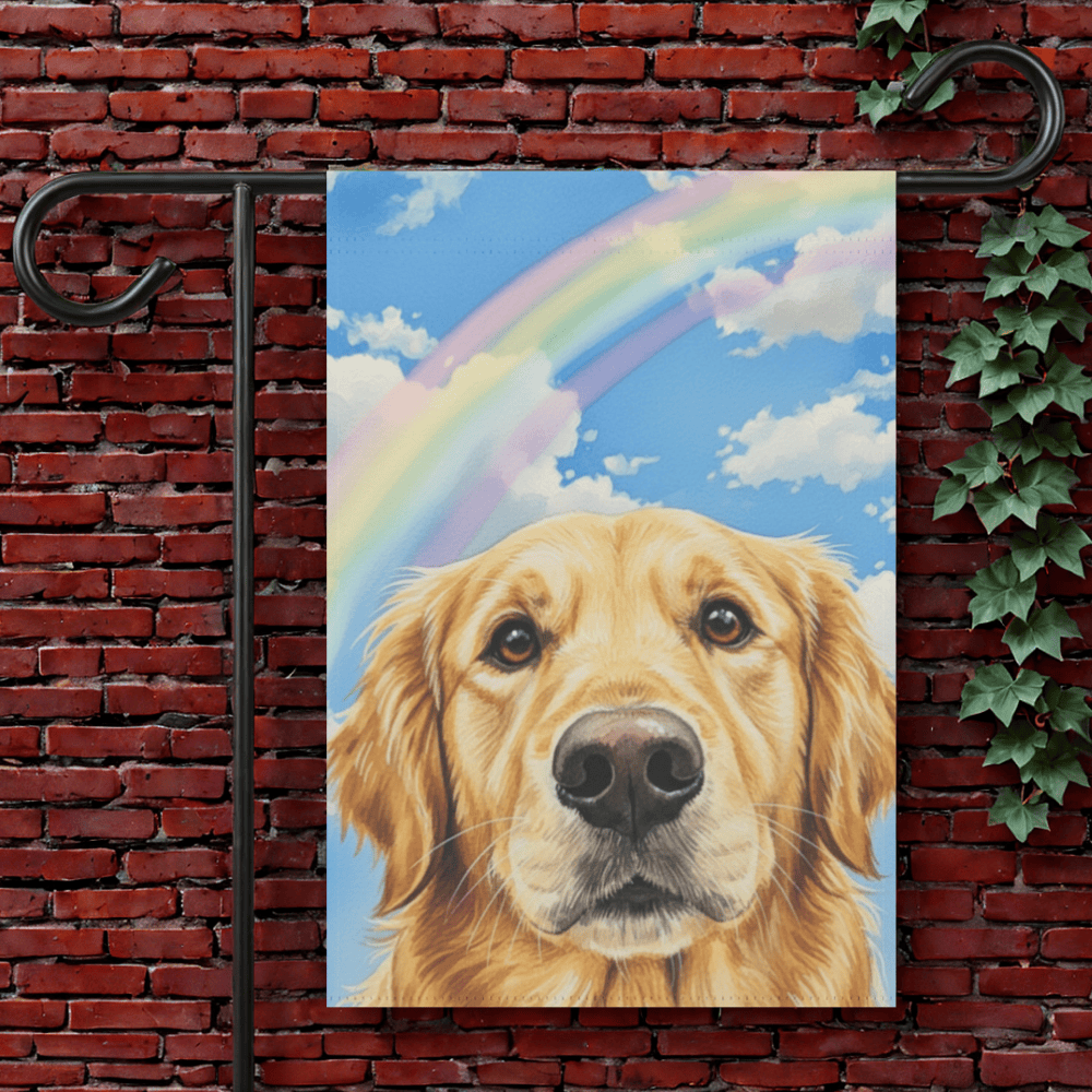 Looking Down Golden Retriever Garden Flag 12'' × 18''