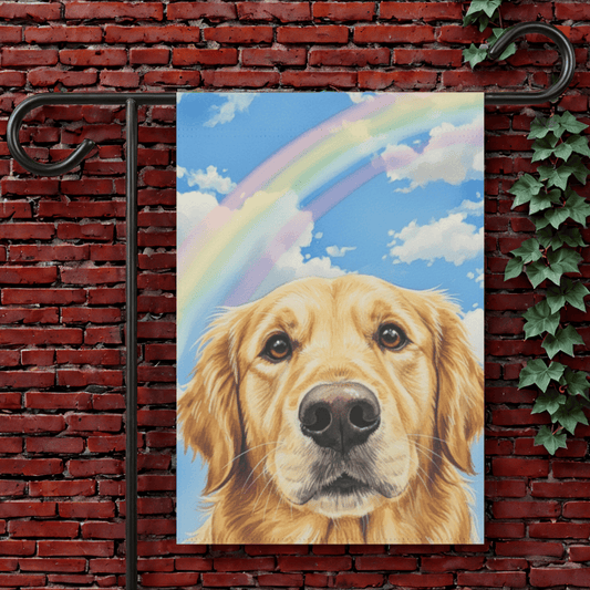 Looking Down Golden Retriever Garden Flag 12'' × 18''