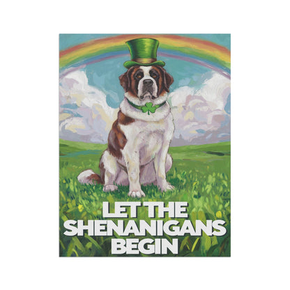 Printify Home Decor Lucky St. Patrick's Day St Bernard Garden Flag, Rainbow Leprechaun Dog, Pet Outside