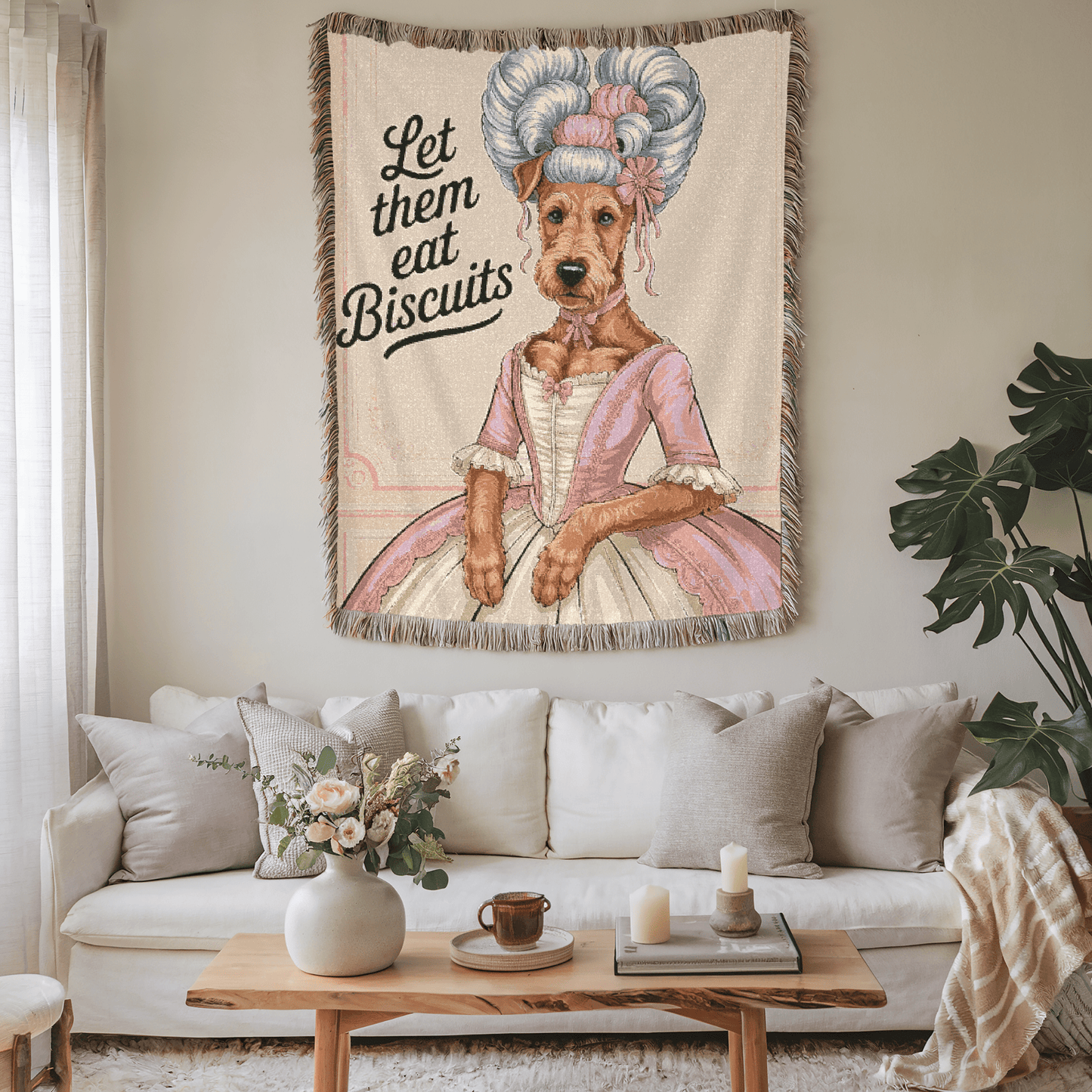 Printify Home Decor Marie Antoinette Pet Woven Blanket, Airedale Terrier Dog Throw Housewarming, Fun Home Accent