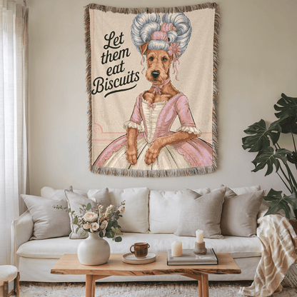 Printify Home Decor Marie Antoinette Pet Woven Blanket, Airedale Terrier Dog Throw Housewarming, Fun Home Accent