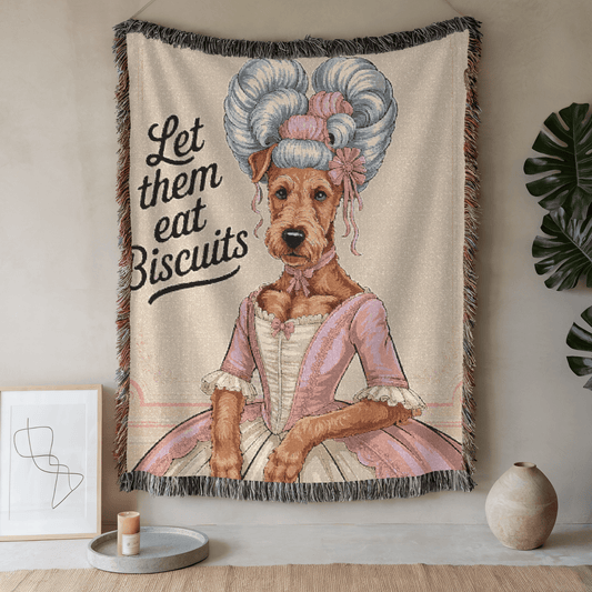 Printify Home Decor Marie Antoinette Pet Woven Blanket, Airedale Terrier Dog Throw Housewarming, Fun Home Accent