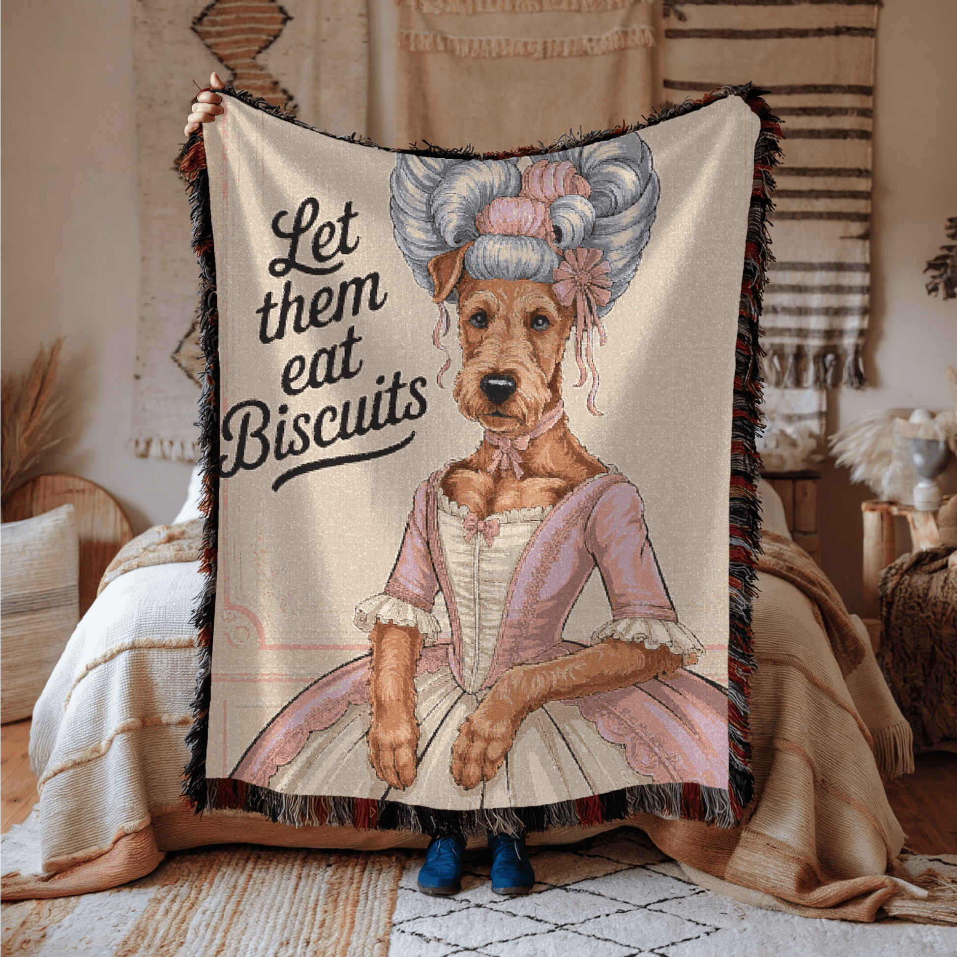 Printify Home Decor Marie Antoinette Pet Woven Blanket, Airedale Terrier Dog Throw Housewarming, Fun Home Accent