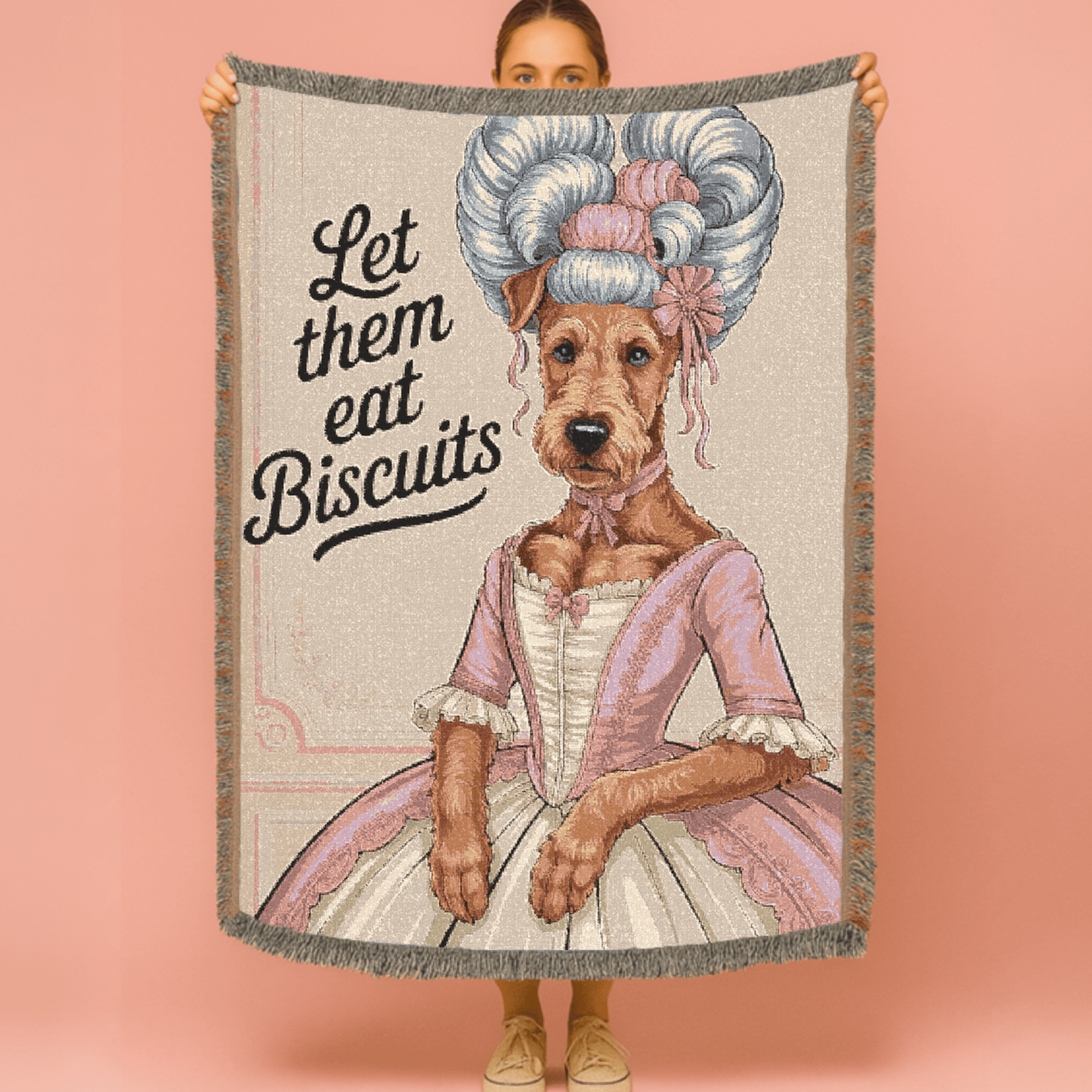 Printify Home Decor Marie Antoinette Pet Woven Blanket, Airedale Terrier Dog Throw Housewarming, Fun Home Accent