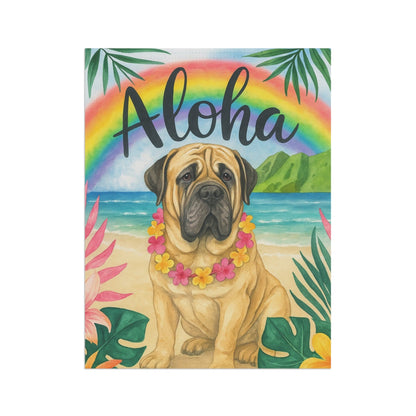Printify Garden Flag Mastiff Dog Aloha Luau Garden Flag