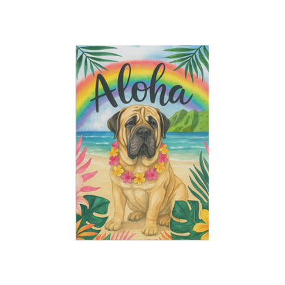 Printify Garden Flag Mastiff Dog Aloha Luau Garden Flag
