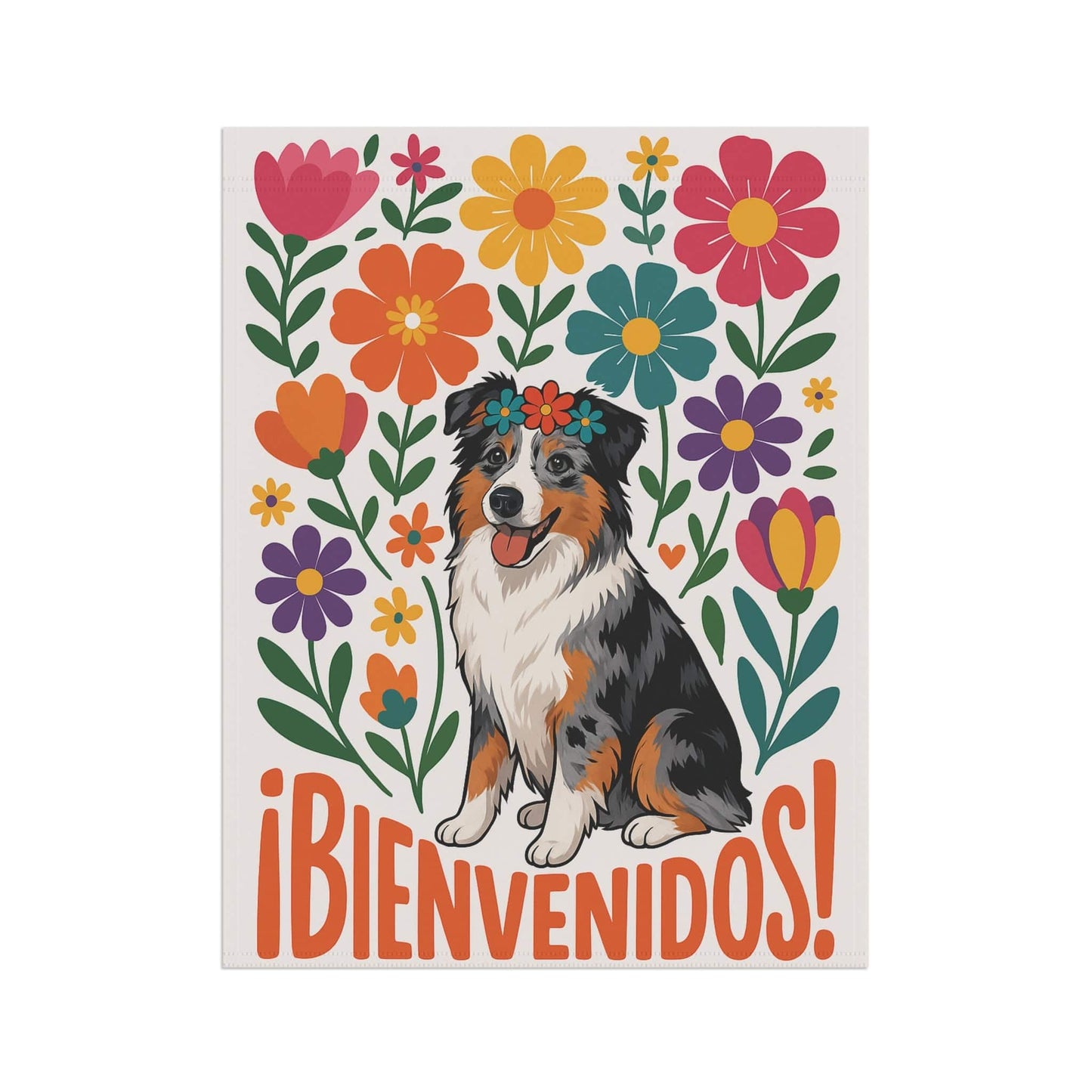 Printify Home Decor Merle Australian Shepherd Dog Garden Flag, Spanish Front Yard Decor, Outdoor Spring Decoration