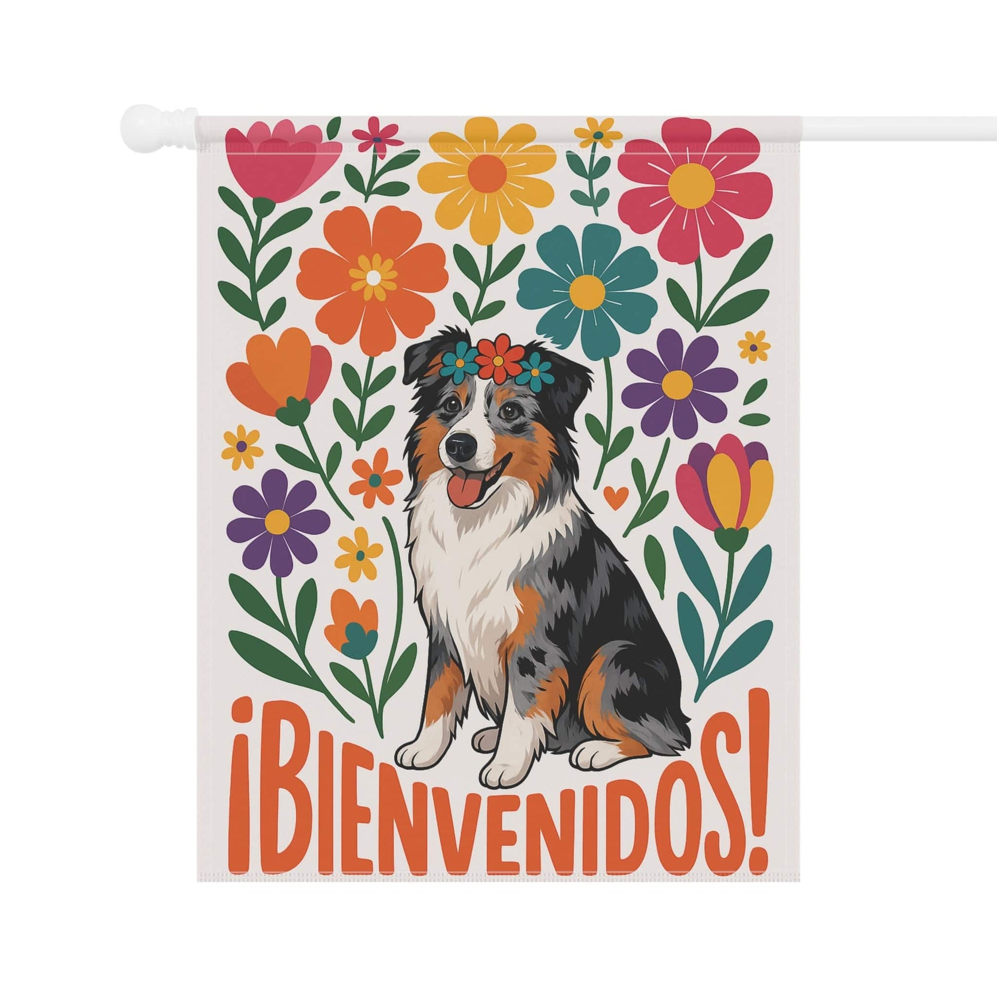 Printify Home Decor Merle Australian Shepherd Dog Garden Flag, Spanish Front Yard Decor, Outdoor Spring Decoration