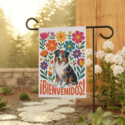 Printify Home Decor Merle Australian Shepherd Dog Garden Flag, Spanish Front Yard Decor, Outdoor Spring Decoration