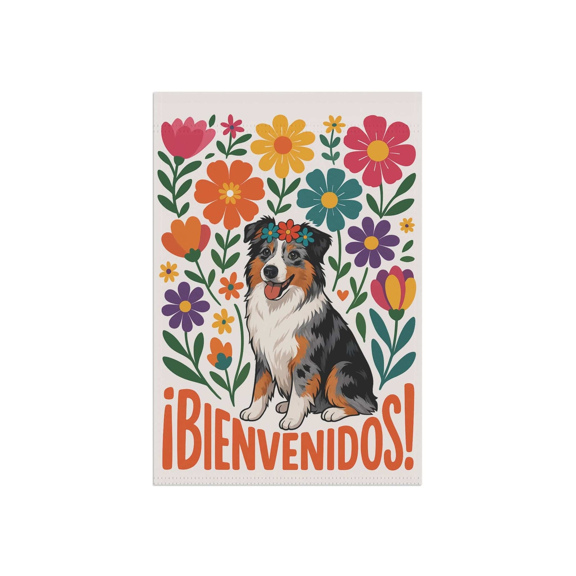 Printify Home Decor Merle Australian Shepherd Dog Garden Flag, Spanish Front Yard Decor, Outdoor Spring Decoration