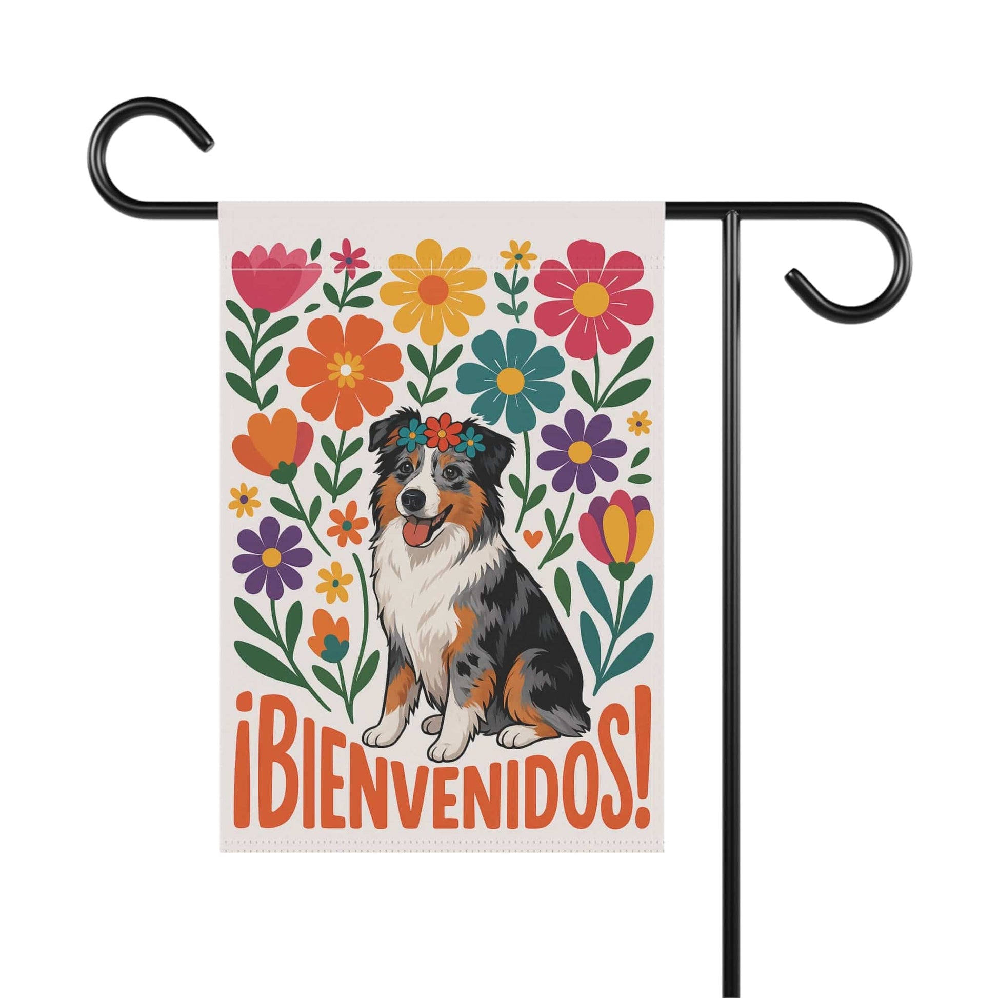 Printify Home Decor Merle Australian Shepherd Dog Garden Flag, Spanish Front Yard Decor, Outdoor Spring Decoration