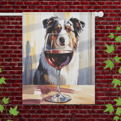 Printify Garden Flag 24.5'' × 32'' Merle Australian Shepherd Wine Garden Flag