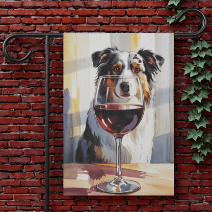 Printify Garden Flag 12'' × 18'' Merle Australian Shepherd Wine Garden Flag
