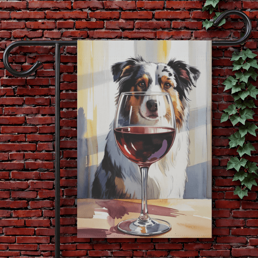 Printify Garden Flag 12'' × 18'' Merle Australian Shepherd Wine Garden Flag