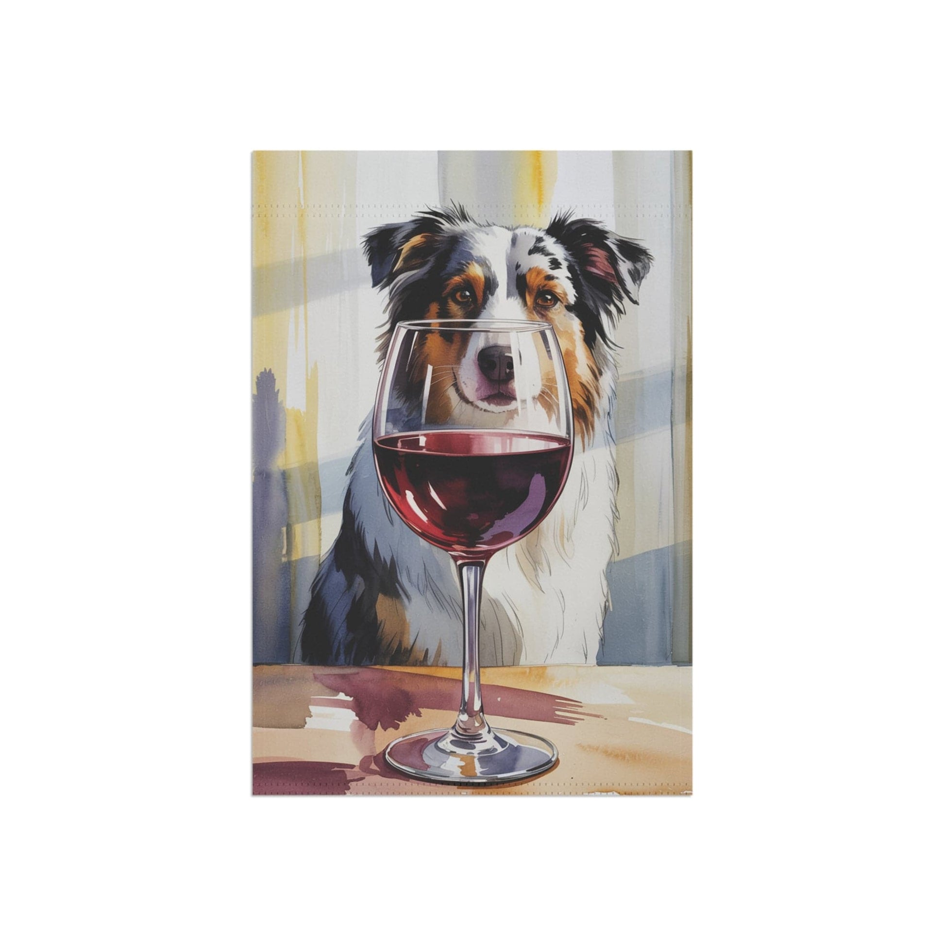 Printify Home Decor Merle Australian Shepherd Wine Garden Flag, Yard Decor, Dog Lover Outdoor Banner, Spring Gardener Housewarming  Gift