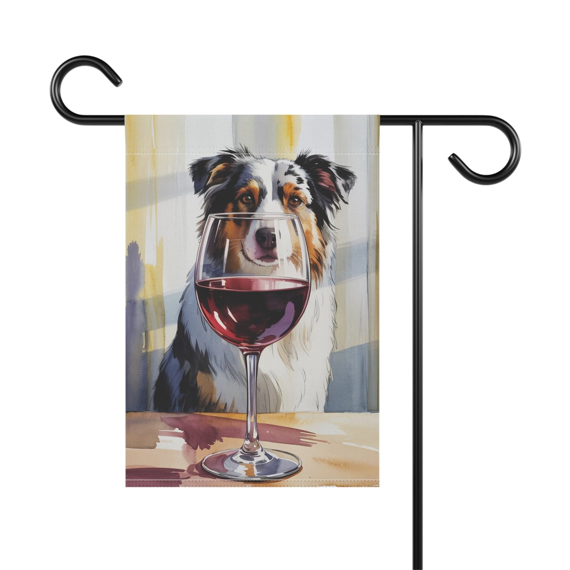 Printify Home Decor Merle Australian Shepherd Wine Garden Flag, Yard Decor, Dog Lover Outdoor Banner, Spring Gardener Housewarming  Gift