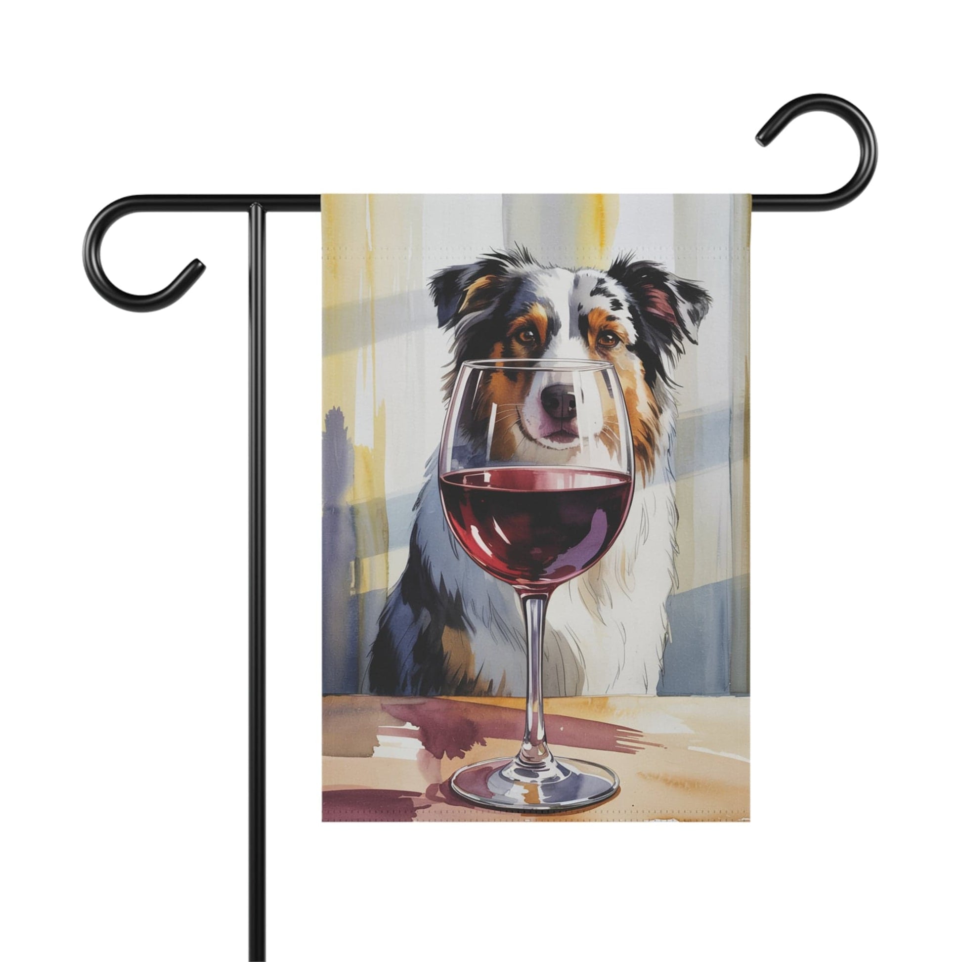 Printify Home Decor 12'' × 18'' Merle Australian Shepherd Wine Garden Flag, Yard Decor, Dog Lover Outdoor Banner, Spring Gardener Housewarming  Gift