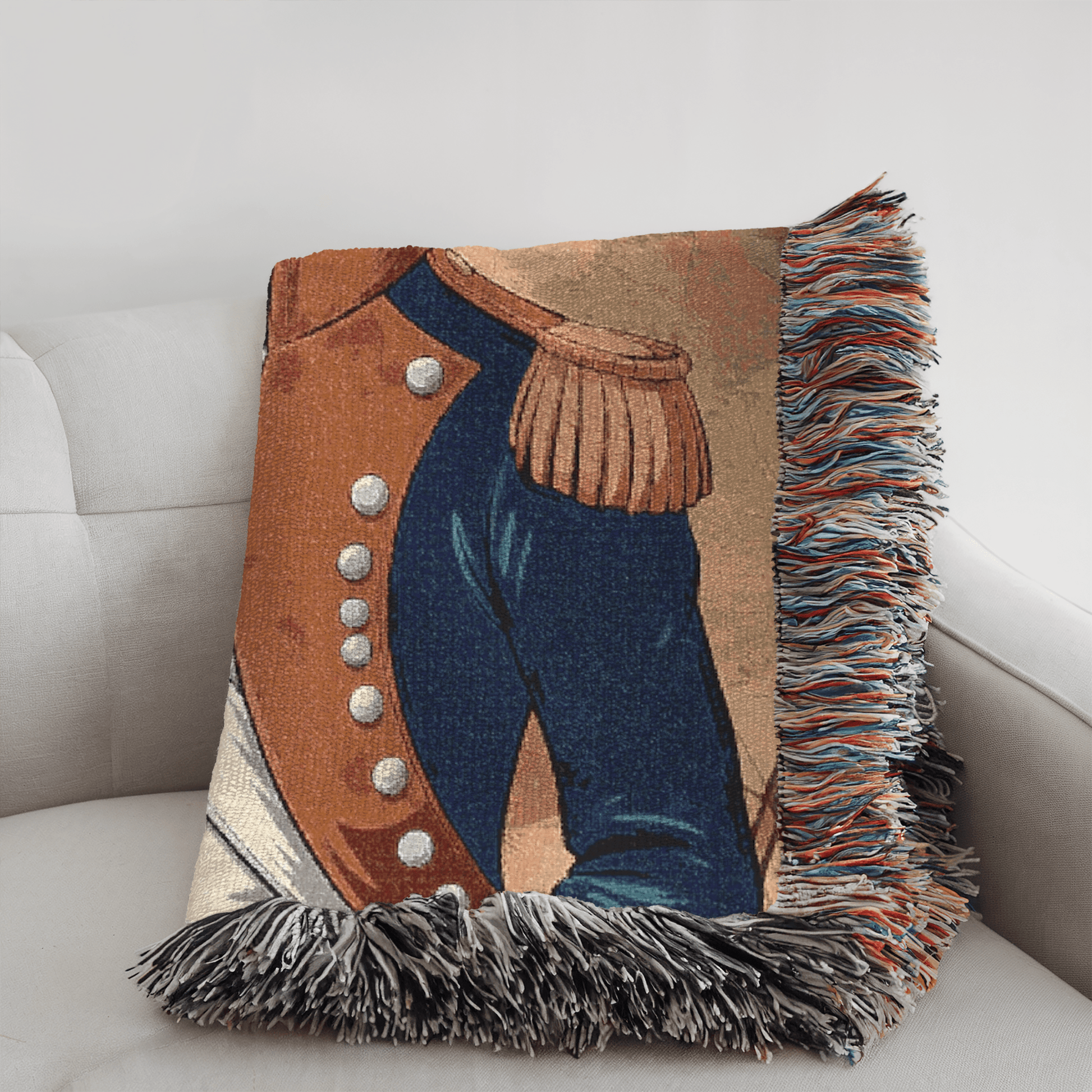 Printify Home Decor Military Portrait Airedale Terrier Dog, Pet History Throw Housewarming, Fun Home Accent