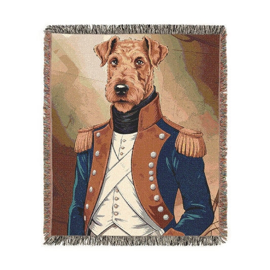 Printify Home Decor Military Portrait Airedale Terrier Dog, Pet History Throw Housewarming, Fun Home Accent