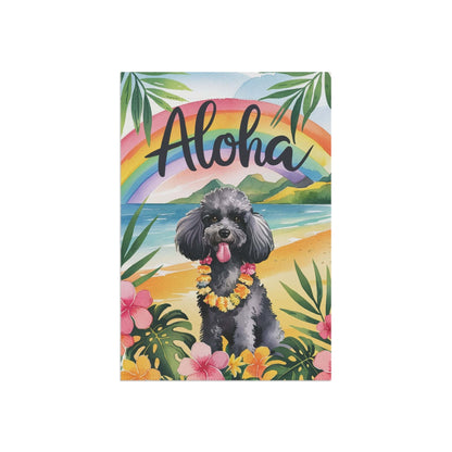 Printify Garden Flag Miniature Black Poodle Aloha Garden Flag