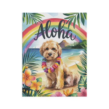 Printify Garden Flag Miniature Doodle Aloha Garden Flag