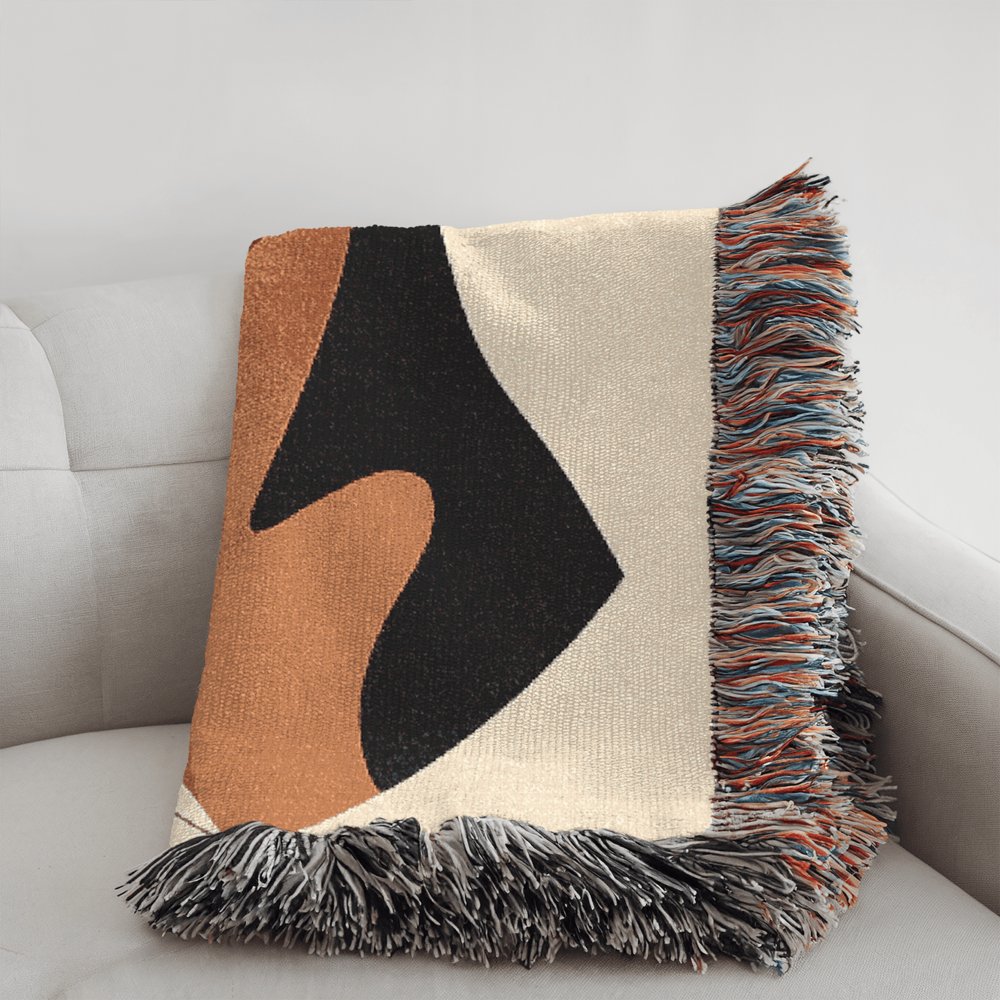 Printify Home Decor Modern Woven Blanket, Airedale Terrier Dog Boho Tapestry, Tan Decor