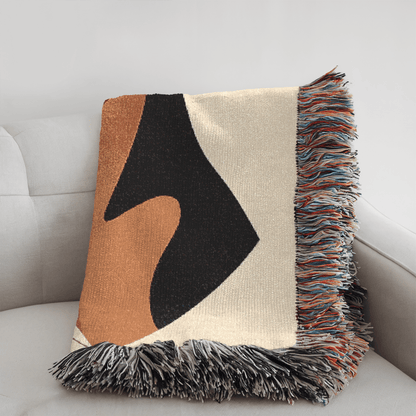 Printify Home Decor Modern Woven Blanket, Airedale Terrier Dog Boho Tapestry, Tan Decor