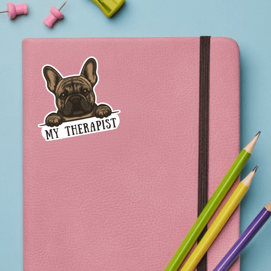 My Therapist Brindle Frenchie Sticker