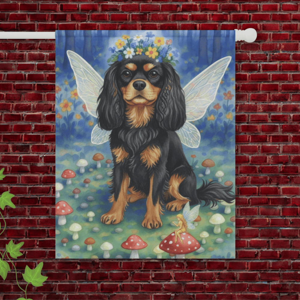 Personalized Nighttime Fairy Circle Cavalier Garden Flag 24.5'' × 32''