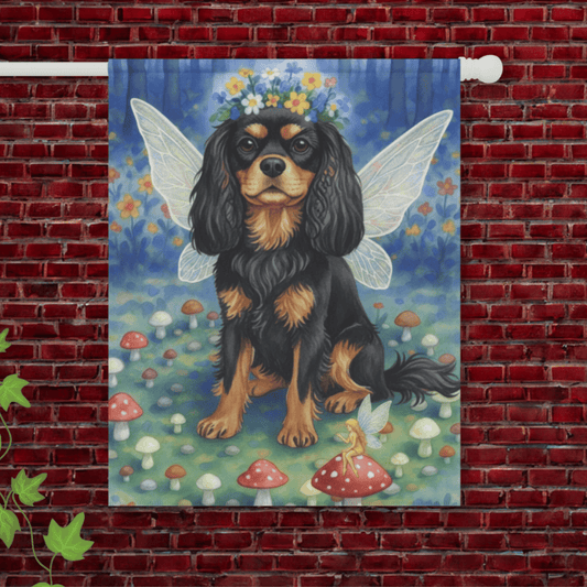 Personalized Nighttime Fairy Circle Cavalier Garden Flag 24.5'' × 32''